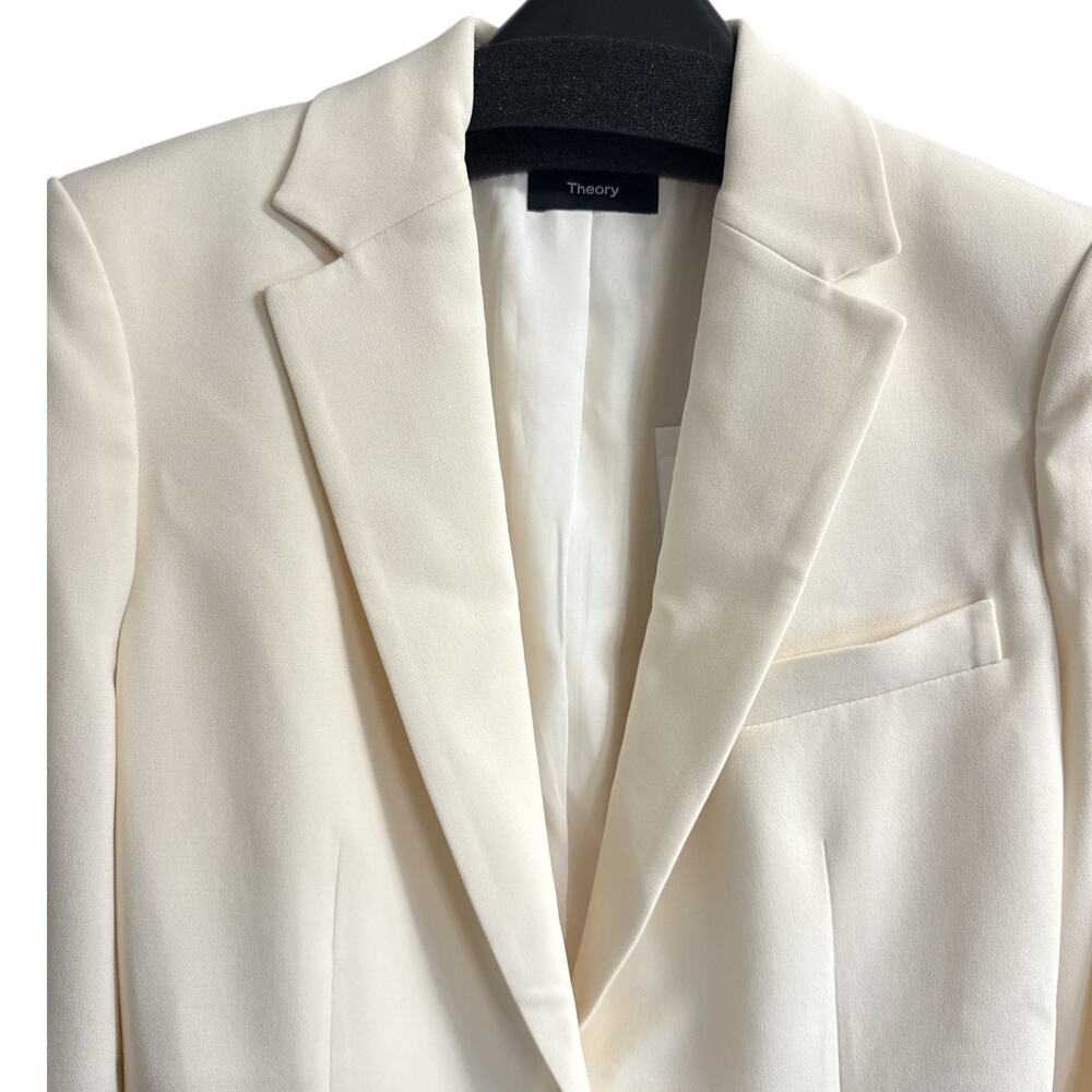 Theory Staple Blazer Admiral Crepe Rice Ivory Women’s Size 12 NWT - Picture 2 of 9